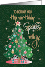 Hand Lettered Christmas Both of You Holiday that Sparkles with Joy card
