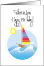 Birthday for Father in Law, Sailboat on Ocean Waves card