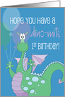 Birthday for 1 Year Old, Dinosaur Dino-Mite Birthday with Balloons card