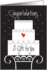 Hand Lettered Wedding Gift Card, White Wedding Cake & Red Heart card