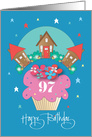 Birthday for 97 Year Old Neighbor, Floral Cupcake and Cottage Trio card