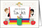 Hand Lettered Back to School for Teacher Students, Books and Apples card