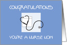 New Job Congratulations for Nurse, Stethoscope in Pocket card