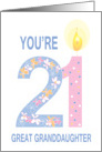 Birthday for 21 Year Old Great Granddaughter, Floral Numbers card