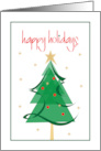 Hand Lettered Happy Holidays Stylized Christmas Tree with Star card