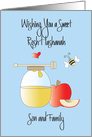Rosh Hashanah for Son & Family, Honey, Apple & Honey Bee card