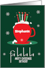 Hand Lettered Christmas Birthday Red Fa La La La Mug with Custom Name card