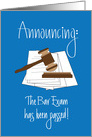 Announcement Bar Exam Passed, Gavel and Sound Block card