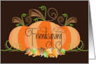 Friendsgiving Invitation Plump Pumpkins and Swirling Autumn Leaves card