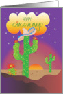 Happy Cinco de Mayo Desert with Sombrero Wearing Saguaro Cactus card
