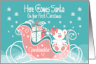 First Christmas for Granddaughter Here Comes Santa Polar White Bear card
