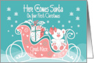 First Christmas Great Niece Here Comes Santa Polar Bear in Sleigh card