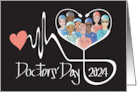 Hand Lettered Doctors’ Day 2024 Heartbeat Stethoscope and Doctors card