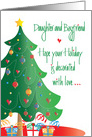 Christmas for Daughter and Boyfriend, Decorated Tree and Gifts card