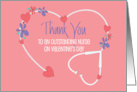 Hand Lettered Valentine’s Day Thank You Nurse Stethoscope and Hearts card