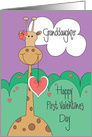 First Valentine’s Day for Granddaughter, Giraffe, Heart and Bow card