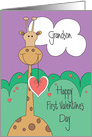 First Valentine’s Day for Grandson, Giraffe with Valentine card