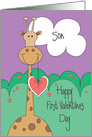 First Valentine’s Day for Son, Giraffe with Valentine card