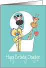 Second Birthday for Daughter, Two with Zebra and Giraffe card