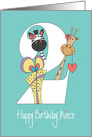 2nd Birthday for Niece, Two with Zebra and Giraffe card