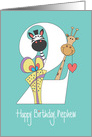 2nd Birthday for Nephew, Two with Zebra and Giraffe card