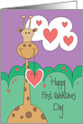 First Valentine’s Day for Baby, Giraffe with Hearts card