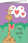 Hand Lettered Valentine’s Day for Kids,Giraffe with Hearts card