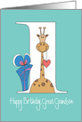 1st Birthday for Great Grandson, Giraffe with Heart & Gift card