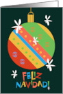 Hand Lettered Spanish Feliz Navidad Bright Ornament in Espaol card