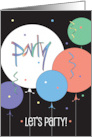 Hand Lettered Let’s Party Birthday Party Invitation Colorful Balloons card