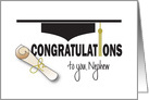 Graduation for Nephew, Mortarboard Hat, Tassel and Diploma card