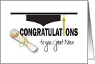 Graduation for Great Niece, Hat, Tassel and Diploma card