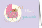 Becoming an Uncle for new baby Niece, Bear in Pink Stroller card