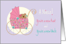 Becoming an Aunt & Uncle for new Niece, Bear in Stroller card