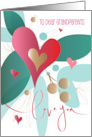 Hand Lettered Love You Valentine Grandma and Grandpa Heart Flower card