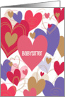 Valentine’s Day with Bright Colored Hearts for Babysitter card