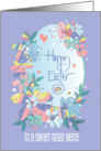 Hand Lettered Easter for Great Niece Patterned Spring Flowers and Egg card