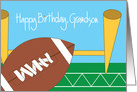 Birthday for Grandson with Football and Goalpost on Field card