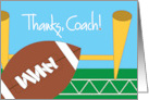 Thanks Coach for Football Coach with Football and Goalpost card