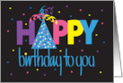Hand Lettered Happy Birthday to You with Polka Dot Party Hat card