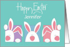 Easter for Kids Peek-a-Boo White Bunnies with Custom Name card