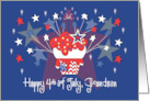 Fourth of July for Grandson Patriotic Cupcake with Star Fireworks card