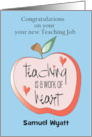 Hand Lettered Congratulations New Teaching Job Apple with Custom Name card