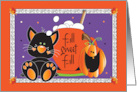 Halloween for Good Friend Fall Sweet Fall Coffee with Cat and Pumpkin card