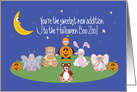 First Halloween for Niece, Halloween Costumed Infants in moonlight card