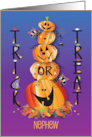 Halloween for Nephew Stacked Jack O’ Lanterns and Trick or Treat Candy card