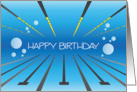 Birthday for Swimmer, Lane Markers, Bubbles and Water card