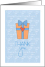 Thank you for the Gift, Gift with Blue Ribbon, Bow and Heart card