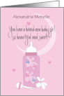 Hand Lettered New Baby Girl Floral Baby Bottle with Custom Name card