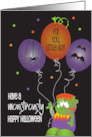 Halloween for Boy Monstrously Happy Halloween Monster and Balloons card